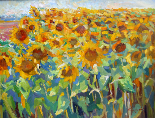 Подсолнухи в степи