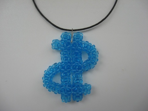 Кулон, брелок для ключей, сувенир Доллар из бисера.