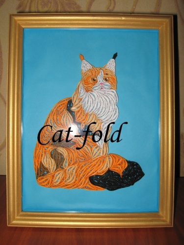 Картина-панно Мэйн-кун в рамке, под стеклом.