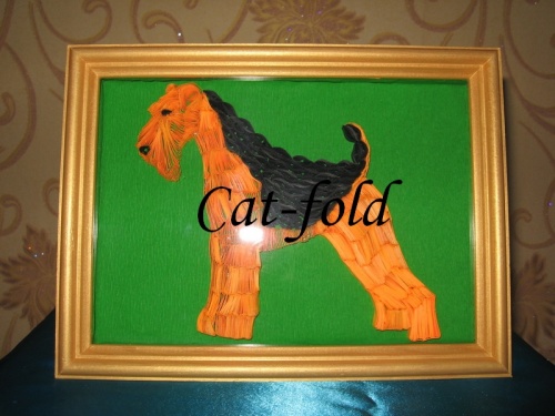 Картина-панно Эрдель-терьер №1 в рамке, под стеклом.