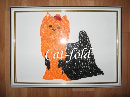 Картина-панно Йоркширский терьер в рамке, под стеклом.