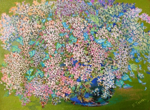 Сирень в синей вазе