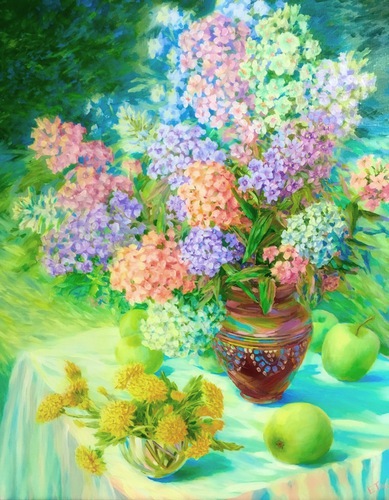 "Флоксы с одуванчиками"